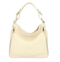 Borsa a spalla in vera pelle beige 390 Made in Italy