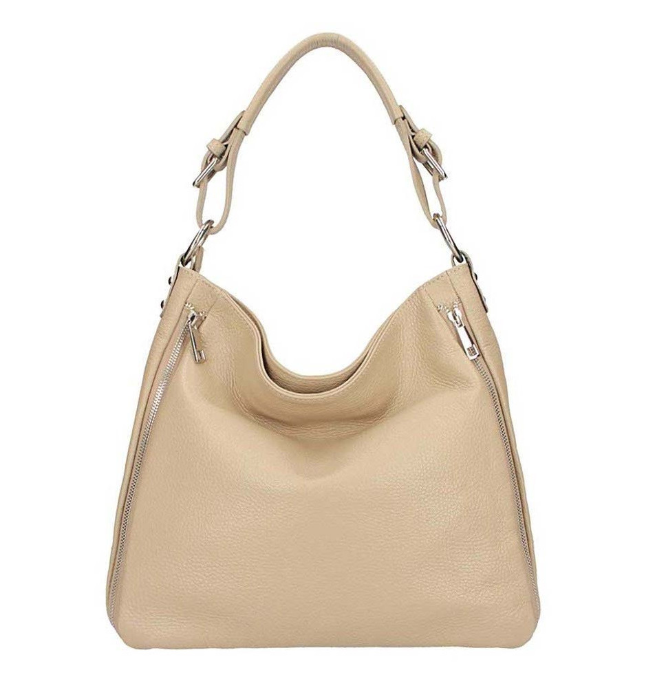 Borsa a spalla in vera pelle 390 taupe