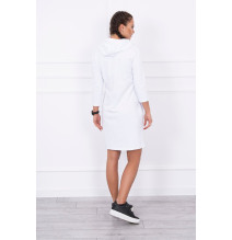 Šaty s kapucňou a vreckami MIG8847 biele