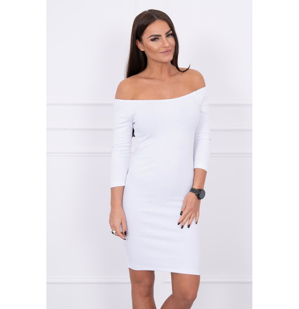 Notched dress with neckline MI8974 white