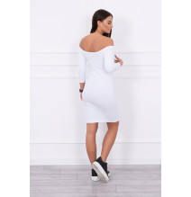 Notched dress with neckline MI8974 white