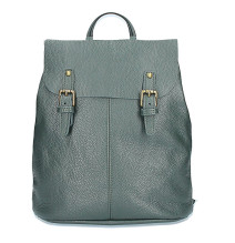 Leather backpack MI202 dark green Made in Italy 