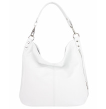 Leather shoulder bag 981 Made in Italy white