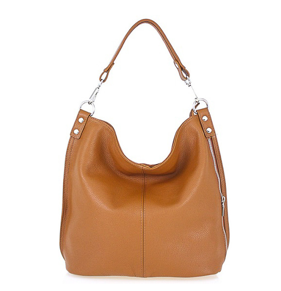 Leather shoulder bag 981 Made in Italy cognac