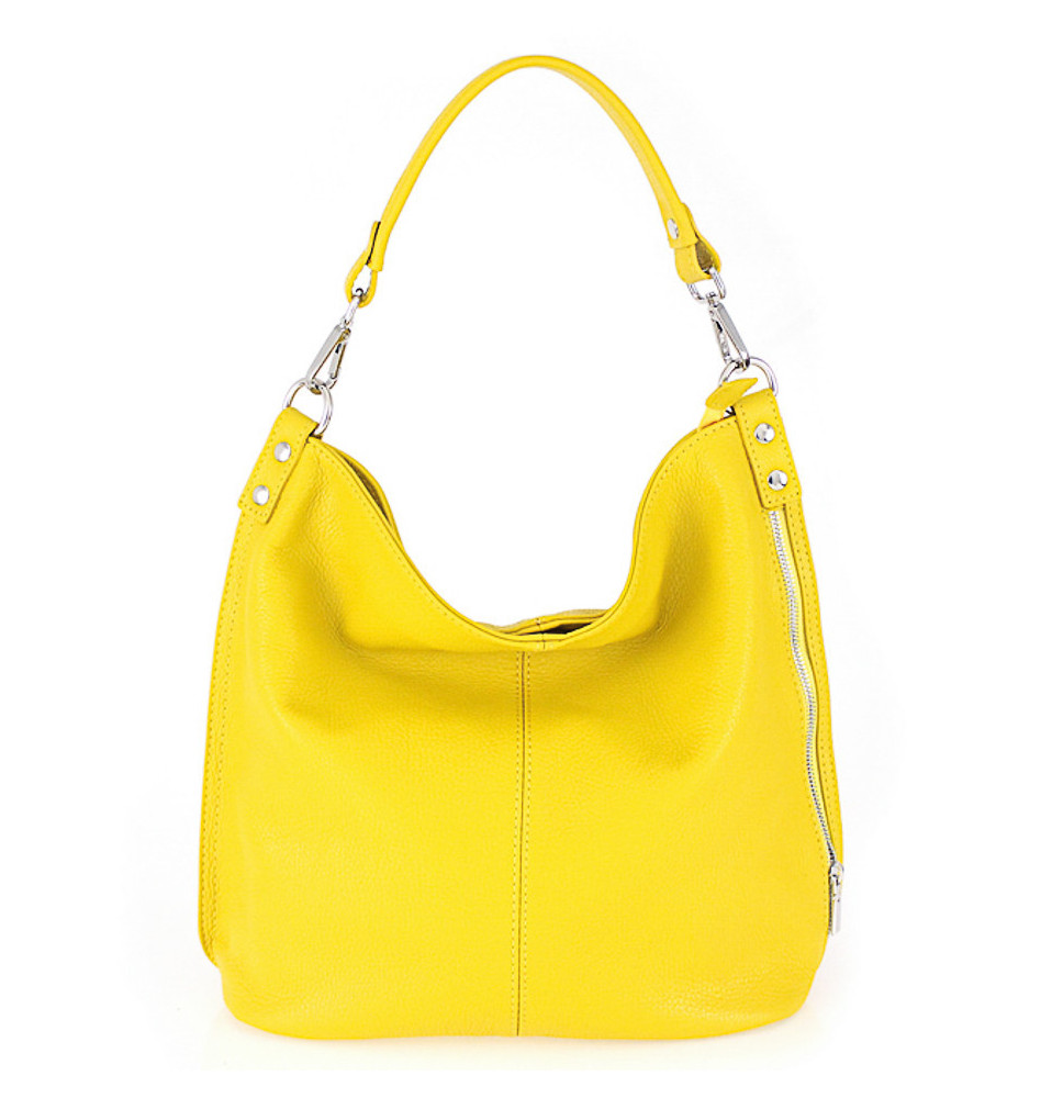 Borsa a spalla in vera pelle 981 Made in Italy giallo