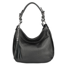 Leather shoulder bag 210 Made in Italy black