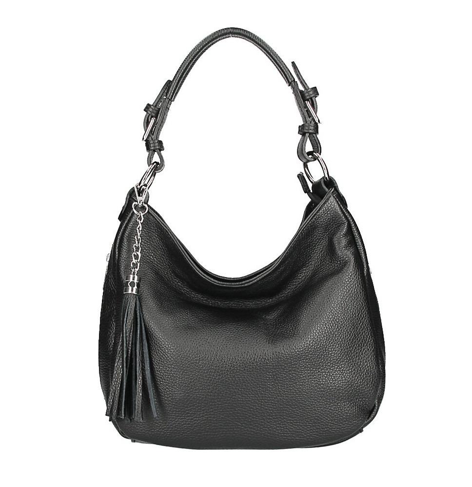 Leather shoulder bag 210 Made in Italy black