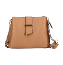 Genuine Leather Shoulder Bag MI211 cognac Made in Italy