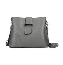 Leder Handtasche MI211 dunkel grau Made in Italy