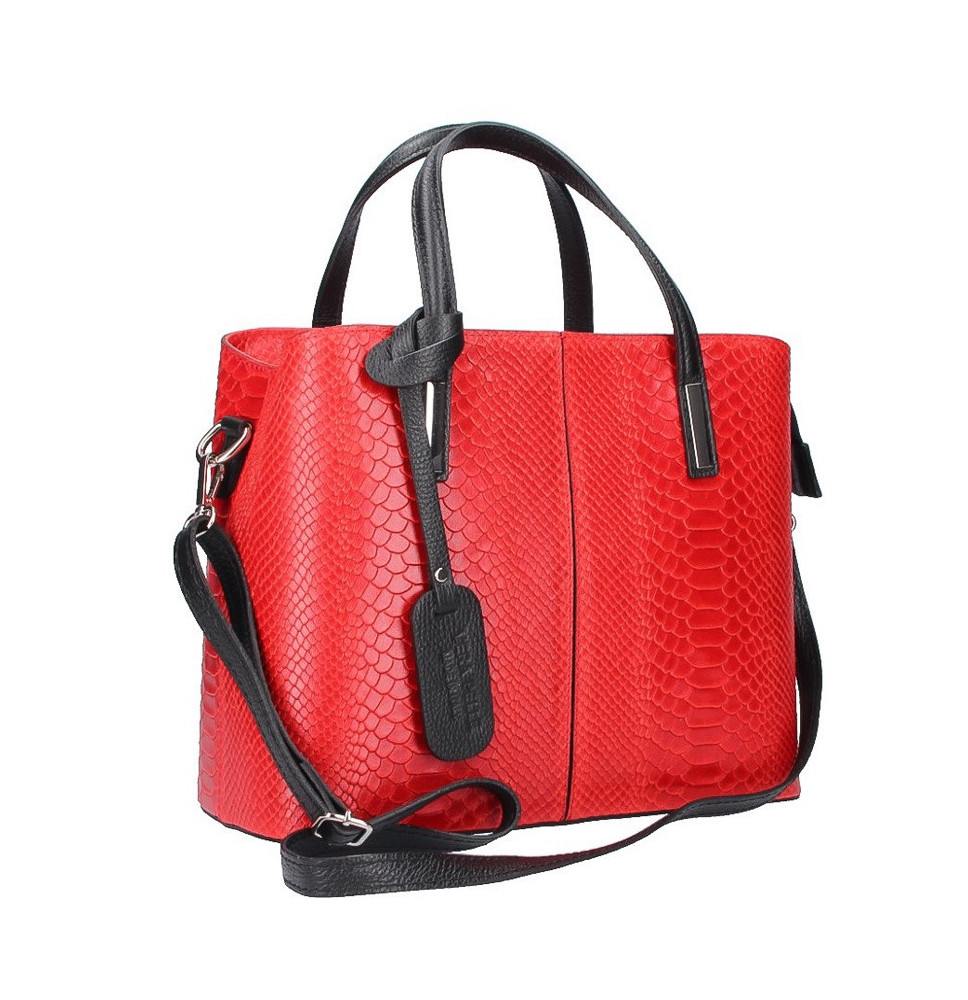 Červená kožená kabelka 960 Made in Italy Červená