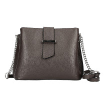 Genuine Leather Shoulder Bag MI211 dark brown Made in Italy