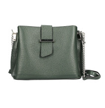 Leder Handtasche MI211 dunkelgrün Made in Italy