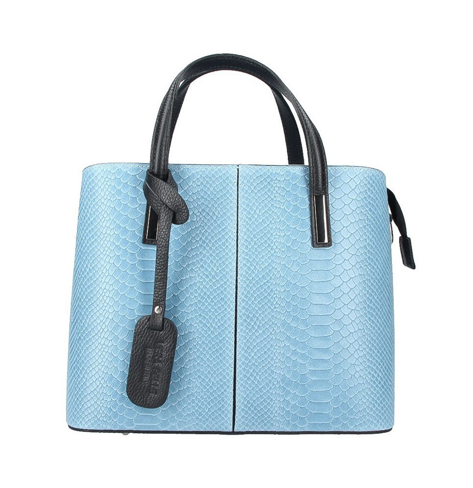 Genuine Leather Handbag 960 light blue
