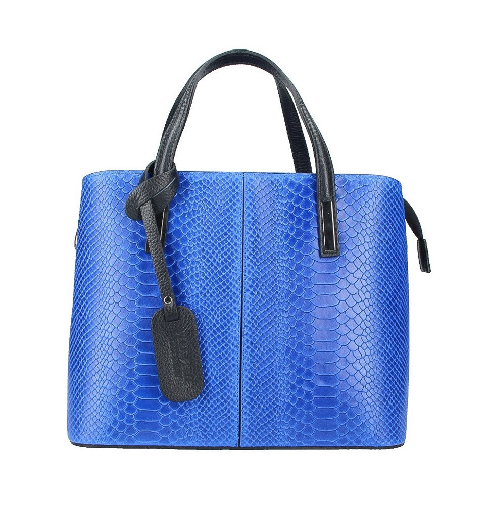 Azurovo modrá kožená kabelka 960