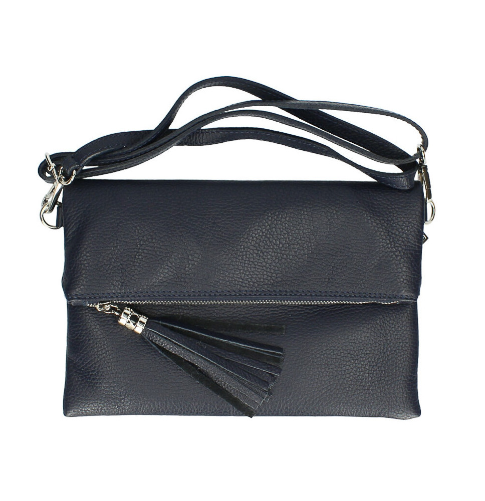 Genuine Leather Handbag 16003 dark blue Made in Italy