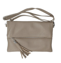 Genuine Leather Handbag 668 dark taupe Made in Italy