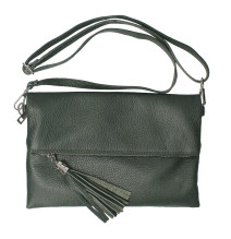 Borsa a mano in vera pelle 668 verde bottiglia Made in Italy