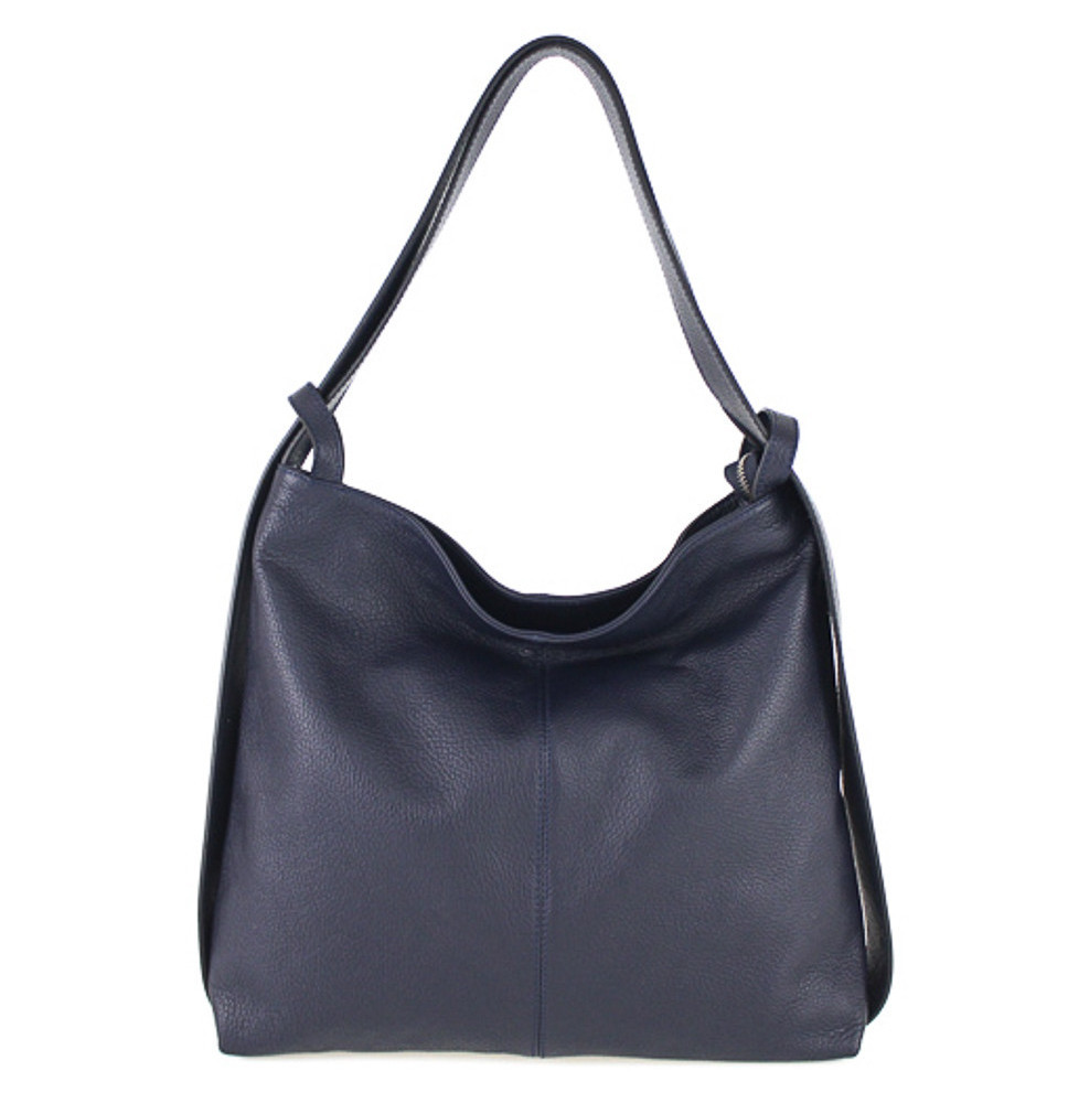 Leather shoulder bag 579 dark blue Made in Italy