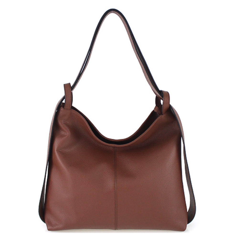 Leather shoulder bag 579 brown Made in Italy