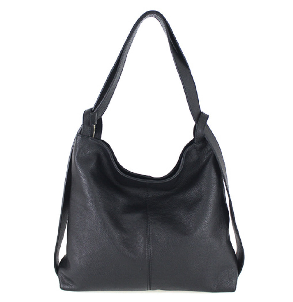 Leather shoulder bag 579 black Made in Italy
