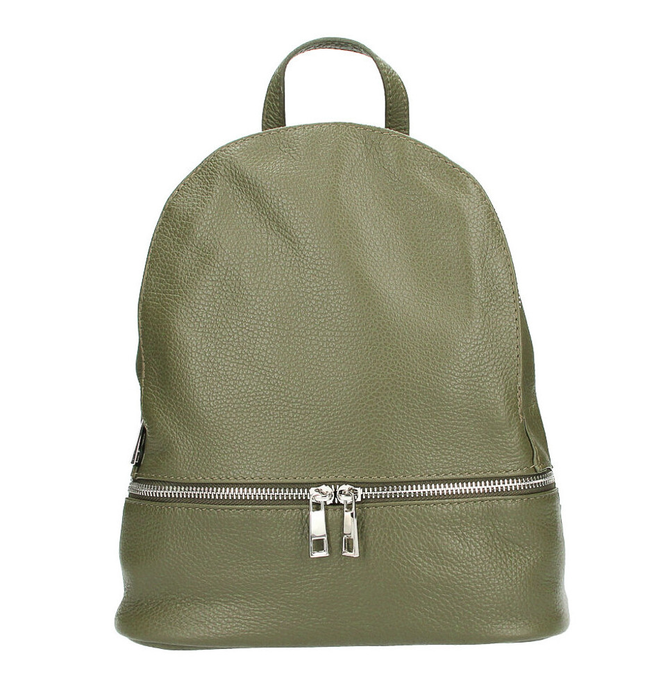 Leather backpack MI1084 military green Made in Italy