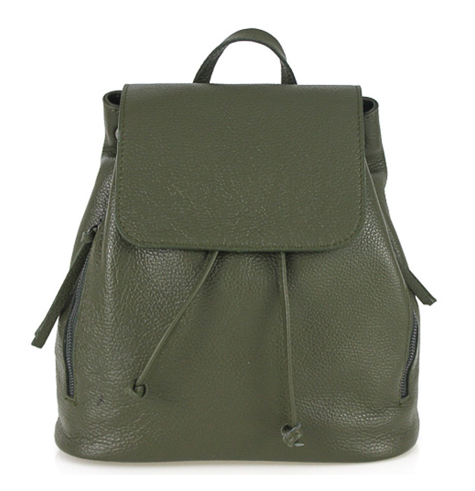 Dámsky kožený batoh 420 vojensky zelený Made in italy