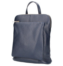 Leather backpack MI899 dark blue Made in Italy