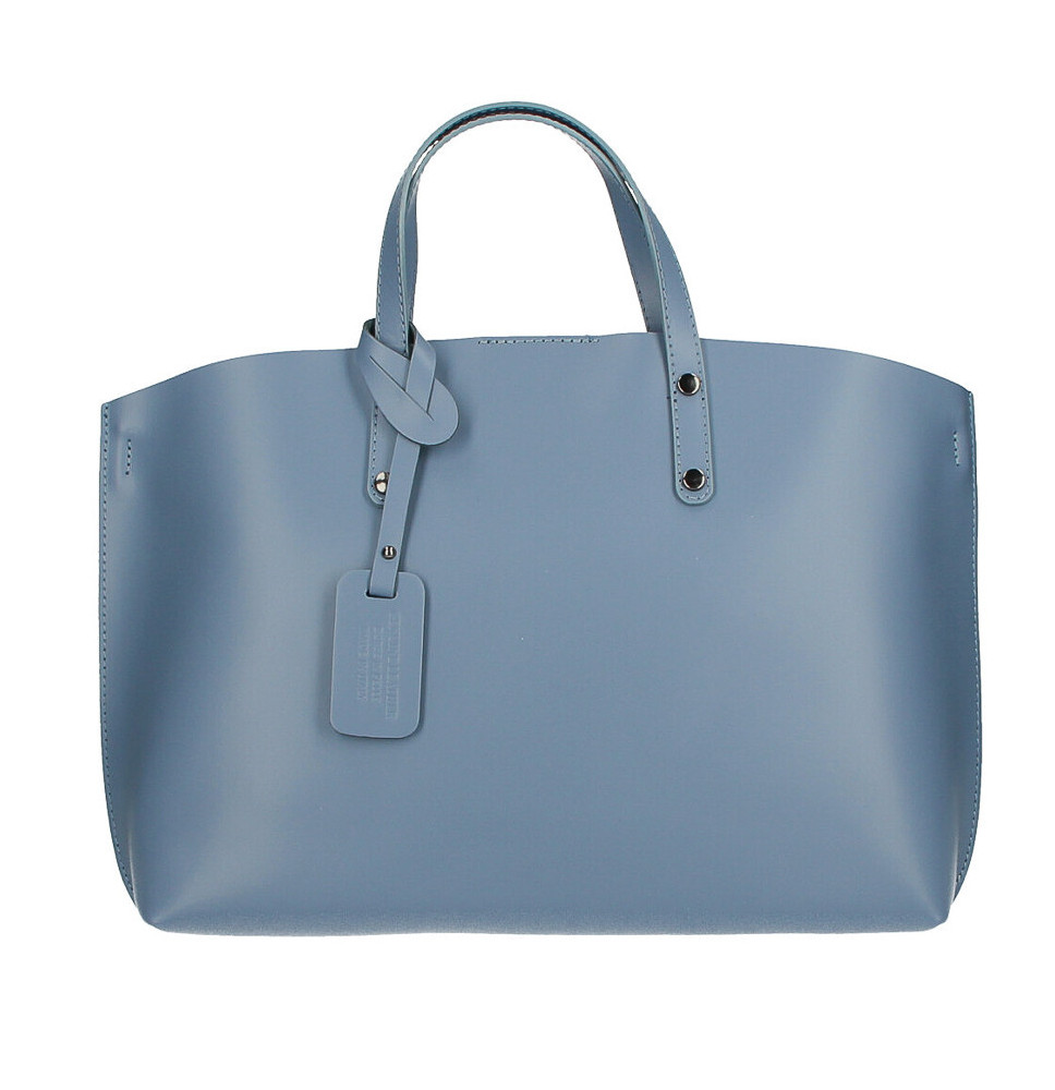 Genuine Leather Handbag 1417 ceruleo MADE IN ITALY