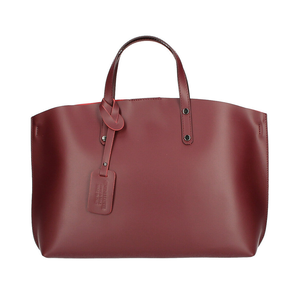 Genuine Leather Handbag 1417 dark red MADE IN ITALY