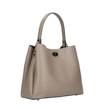 Genuine Leather Handbag 232 dark taupe MADE IN ITALY