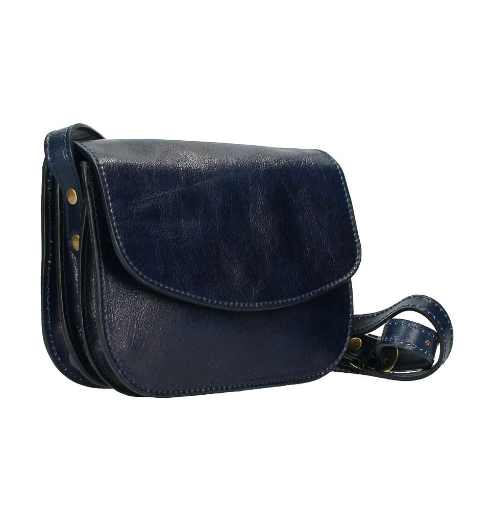 Leather messenger bag MI896 dark blue Made in Italy