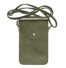 Leather strap pocket for Mobile MI895 military green Made in Italy