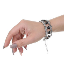 Ladies bracelet 452D with black rhinestones