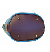 Genuine Leather Shoulderbag/Backpack 1201 dark blue Made in Italy