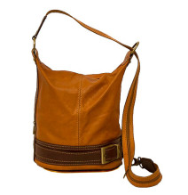 Dámska kožená kabelka/batoh 1201 koňaková Made in Italy