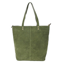Vojensky zelená kožená kabelka na rameno v úprave semiš 768