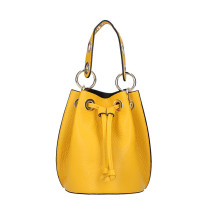 Žlutá kožená kabelka ve tvaru pytle 363