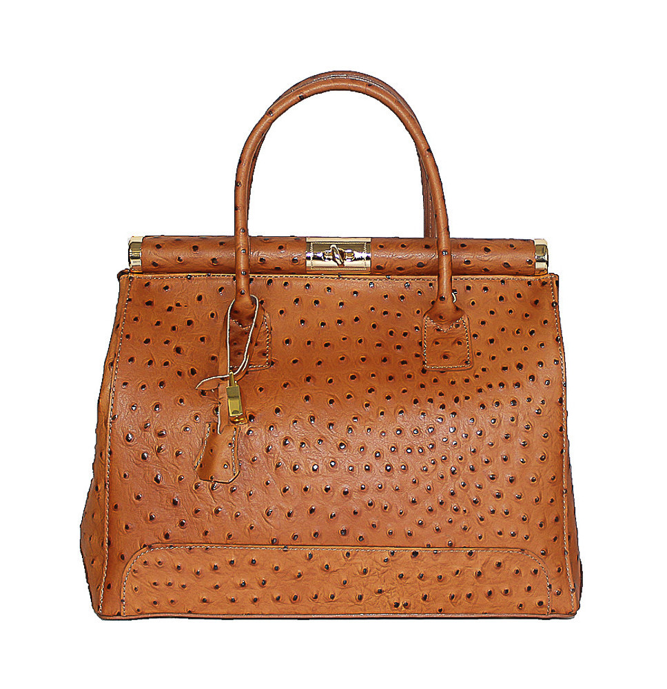 Genuine Leather Handbag 501 cognac