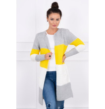 Dámsky sveter so širokými pruhmi  MI2019-12 žltý