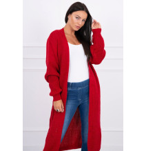 Dámsky sveter dlhý kardigán MI2019-2 červený