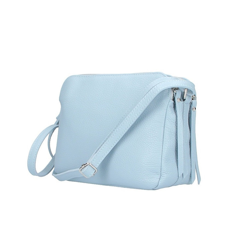 Genuine Leather Handbag 517 light blue