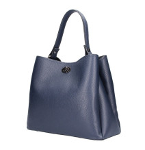 Genuine Leather Handbag 232 dark blue MADE IN ITALY