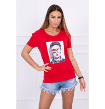Dámské tričko s grafikou ženy MI5405 rudé