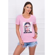 Dámske tričko s grafikou ženy pudrovo ružové