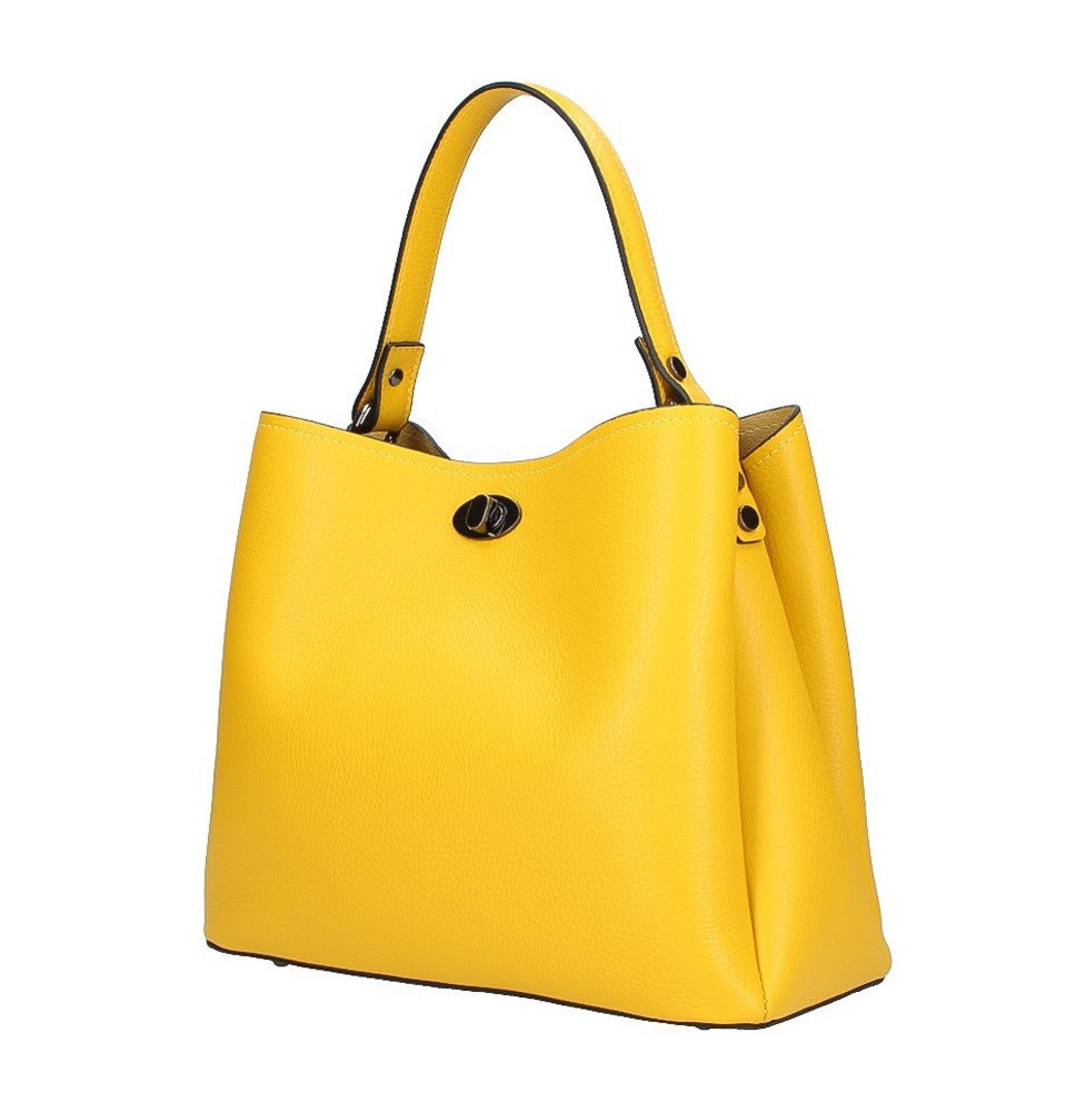 Genuine Leather Handbag 232 yellow MADE IN ITALY