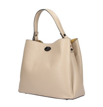 Genuine Leather Handbag 232 taupe MADE IN ITALY