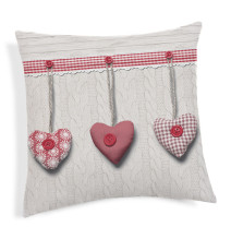 Povlak na polštář Visící srdíčka rudý 40x40 cm