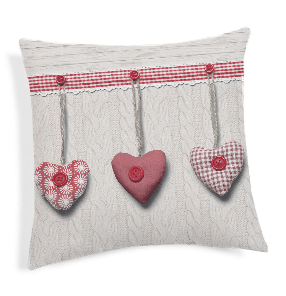 Pillowcase Hanging hearts red 40x40 cm