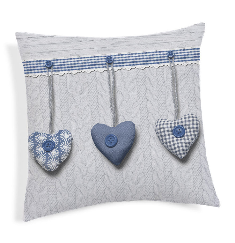 Pillowcase Hanging hearts blue 40x40 cm