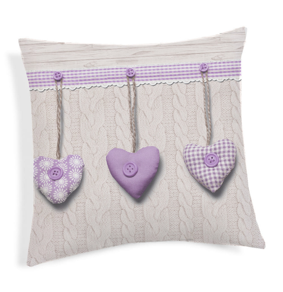 Pillowcase Hanging hearts violet 40x40 cm
